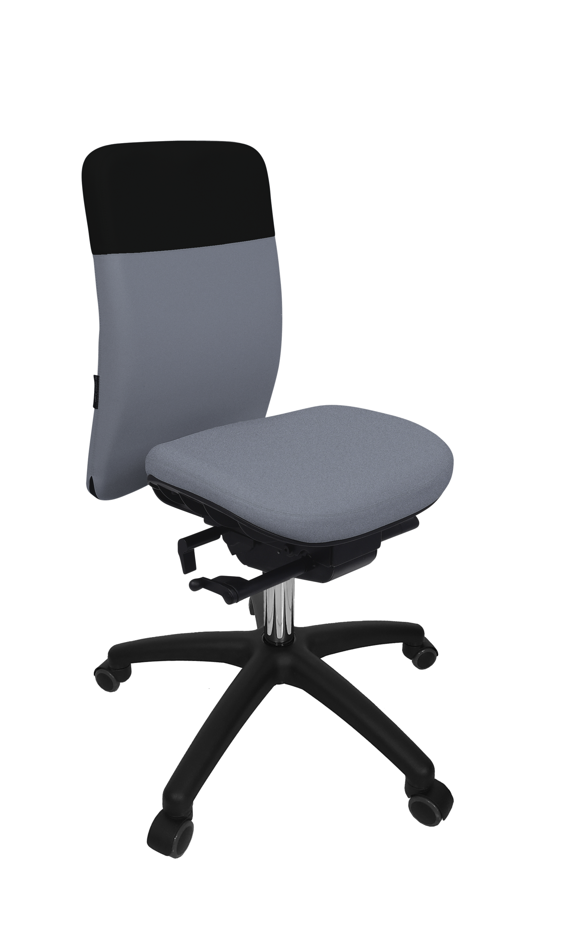 Friend Classic (Material, Slip YS094, #878E98, without armrests, Plastic base, with lumbar air chamber system, Antistatic (ESD) universal wheels 50mm, Seat standard, Stuhlsäule mit Gaslift, chrom, LGA geprüft)